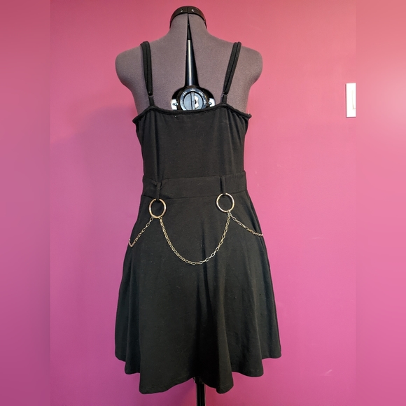 Hot Topic Chain Belt Strappy Skater Dress Black Medium - Picture 8 of 11